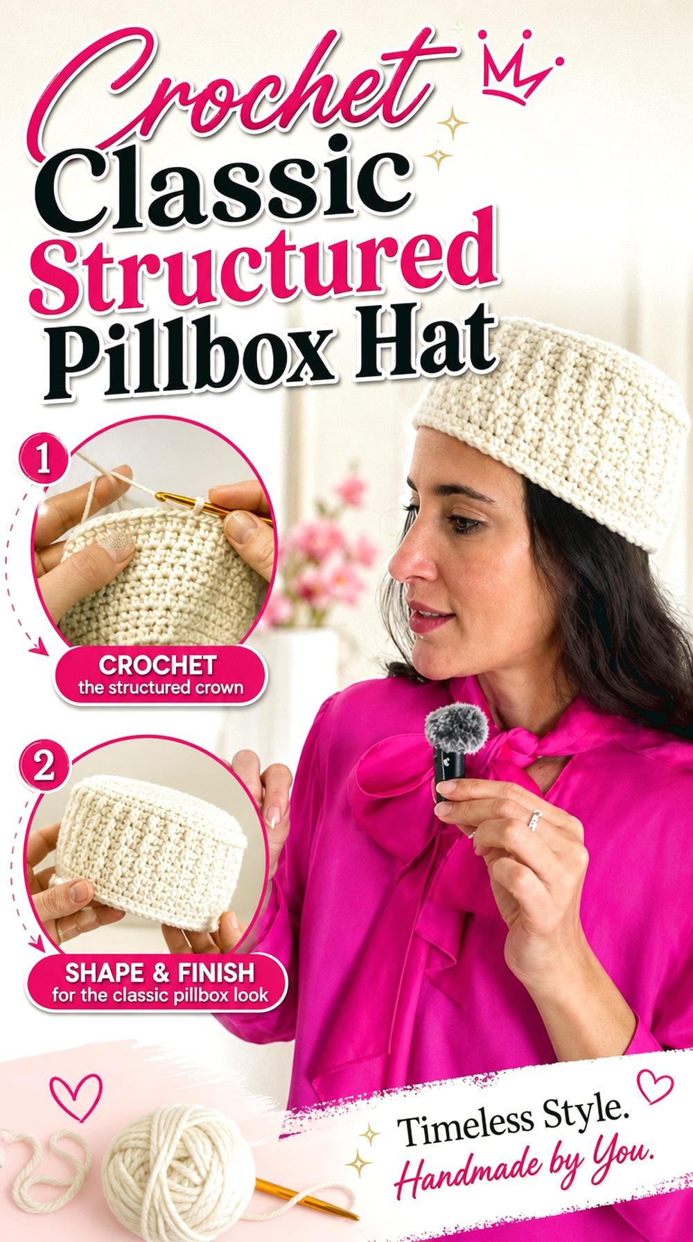 Crochet Classic Structured Pillbox Hat