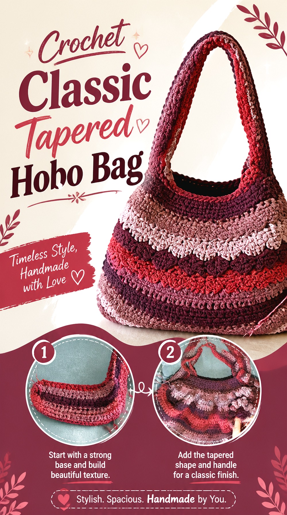 Crochet Classic Tapered Hobo Bag