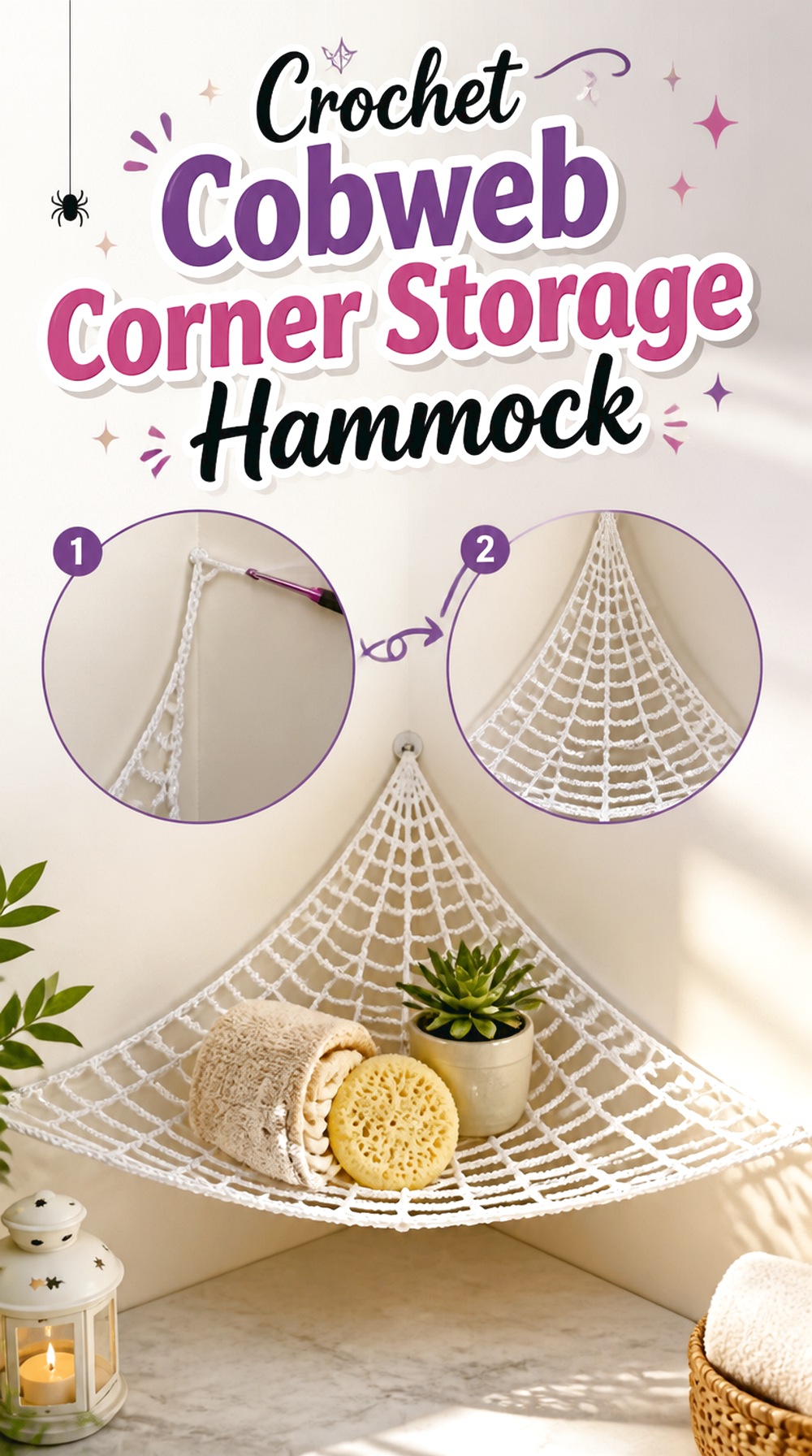 Crochet Cobweb Corner Storage Hammock