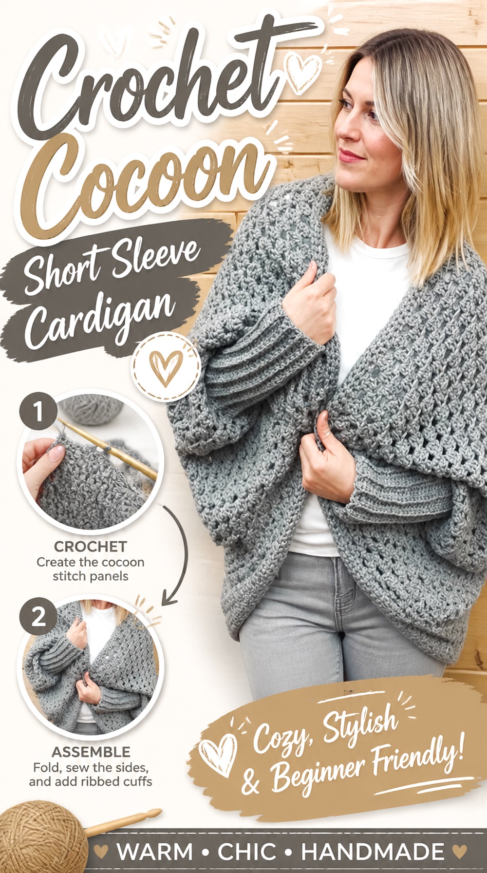 Crochet Cocoon Short Sleeve Cardigan