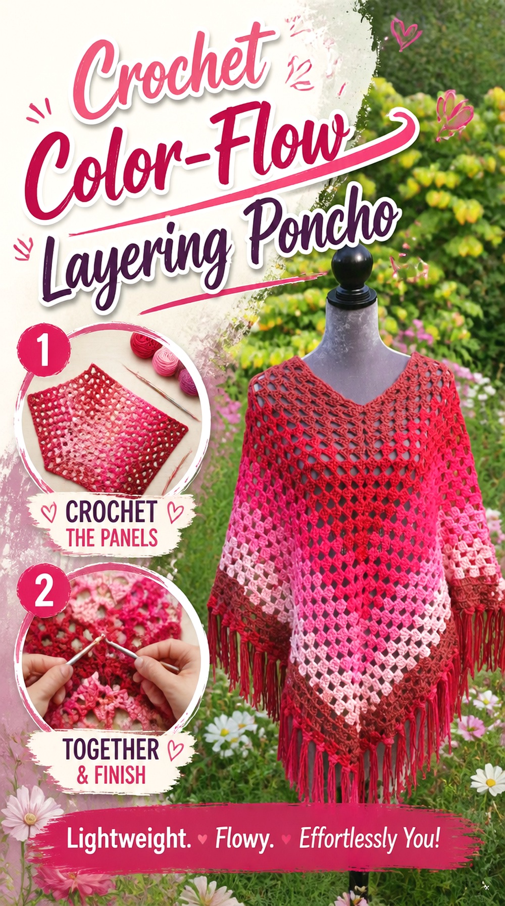 Crochet Color Flow Layering Poncho