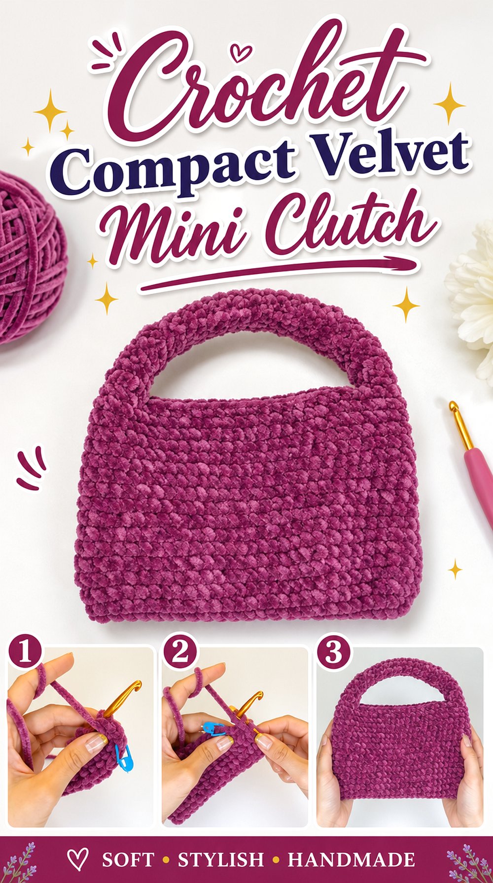 Crochet Compact Velvet Mini Clutch
