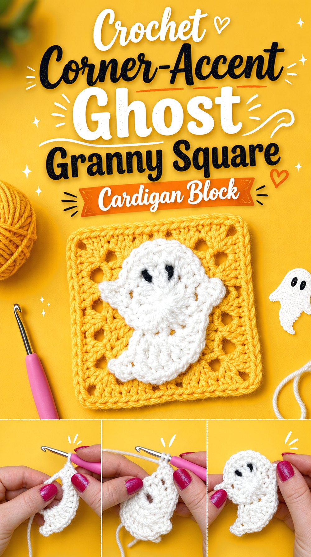 Crochet Corner-Accent Ghost Granny Square Cardigan Block