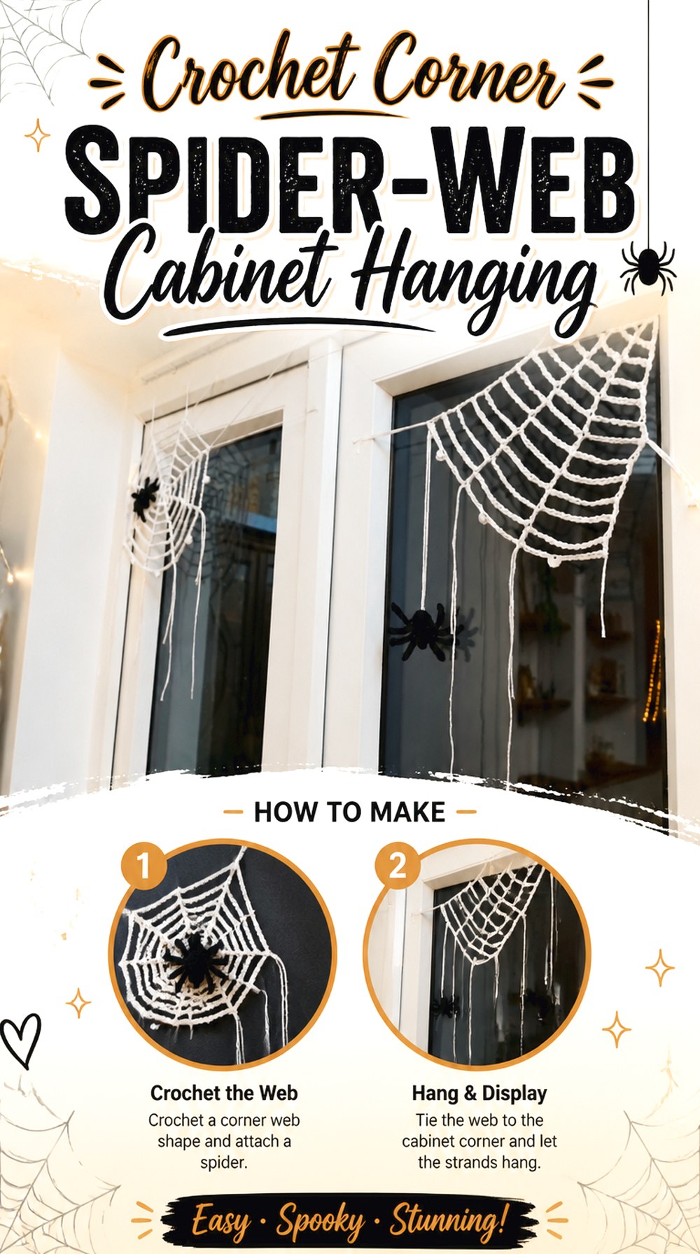 Crochet Corner Spider Web Cabinet Hanging