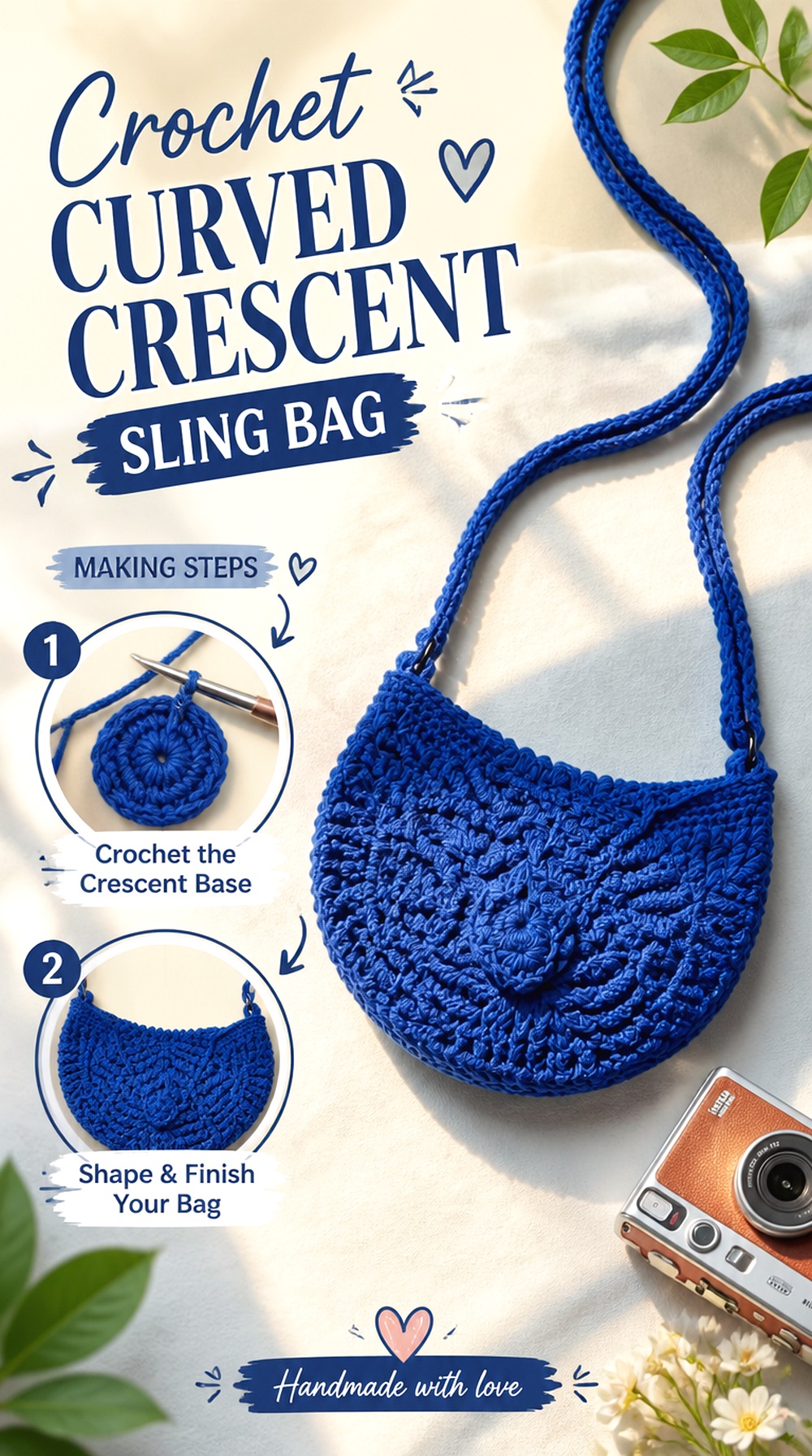 Crochet Curved Crescent Sling Bag
