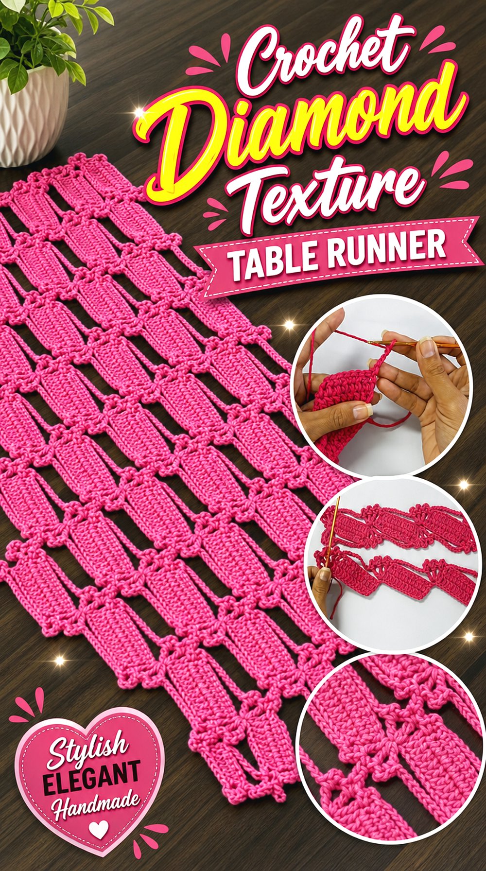 Crochet Diamond Texture Table Runner