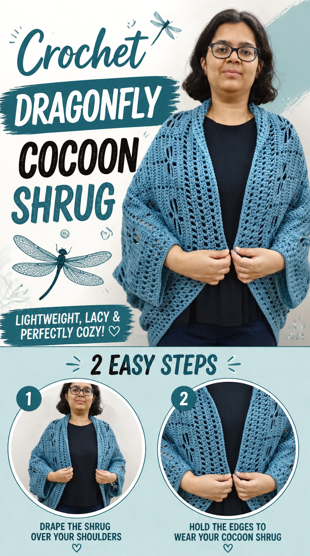 Crochet Dragonfly Cocoon Shrug