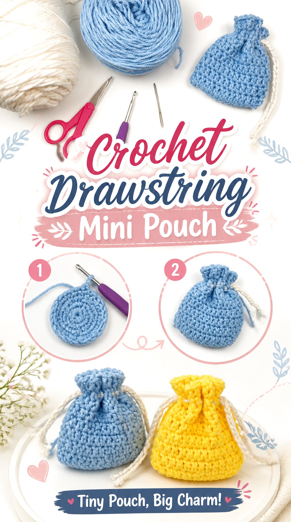 Crochet Drawstring Mini Pouch