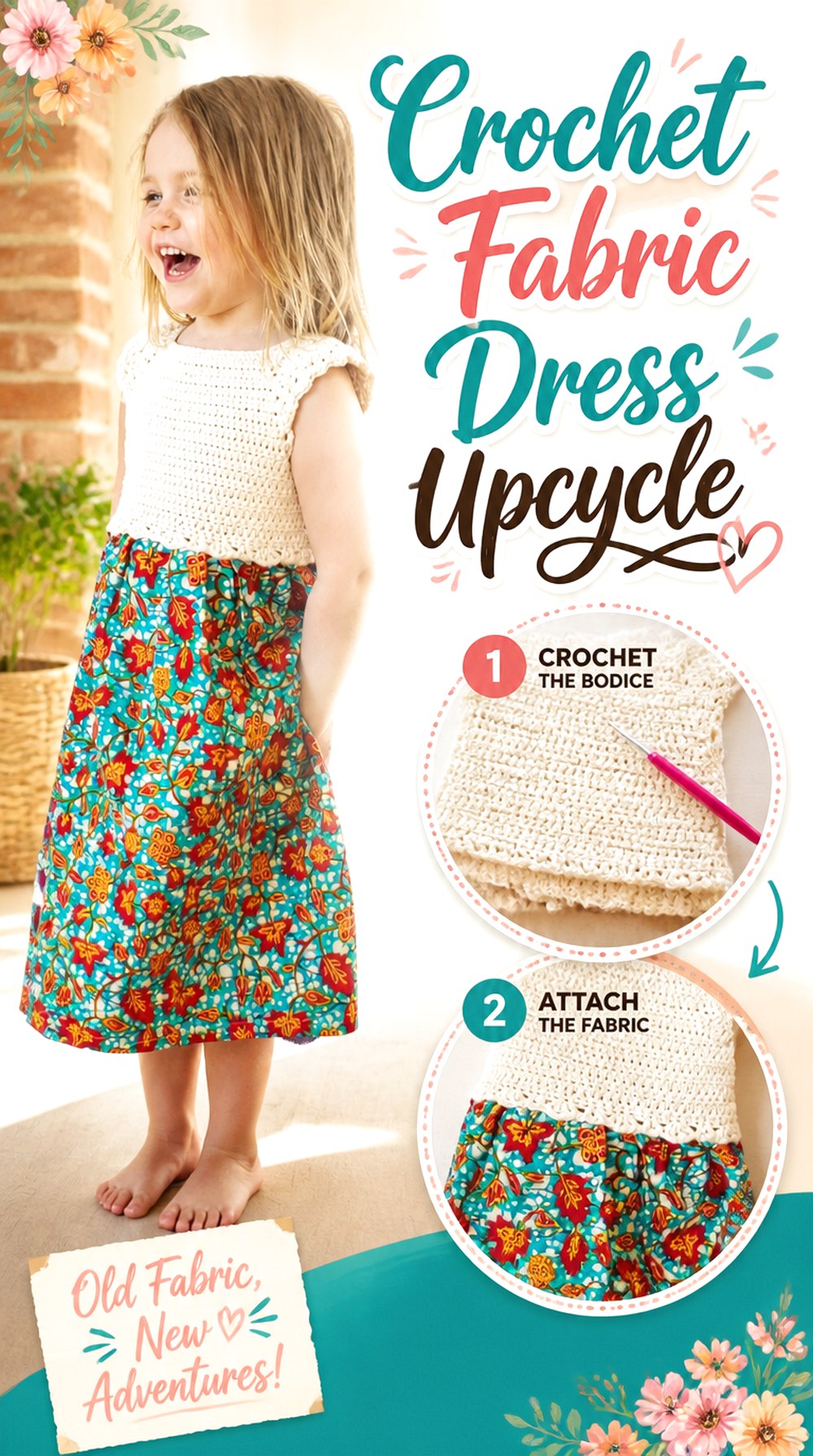 Crochet Fabric Dress Upcycle