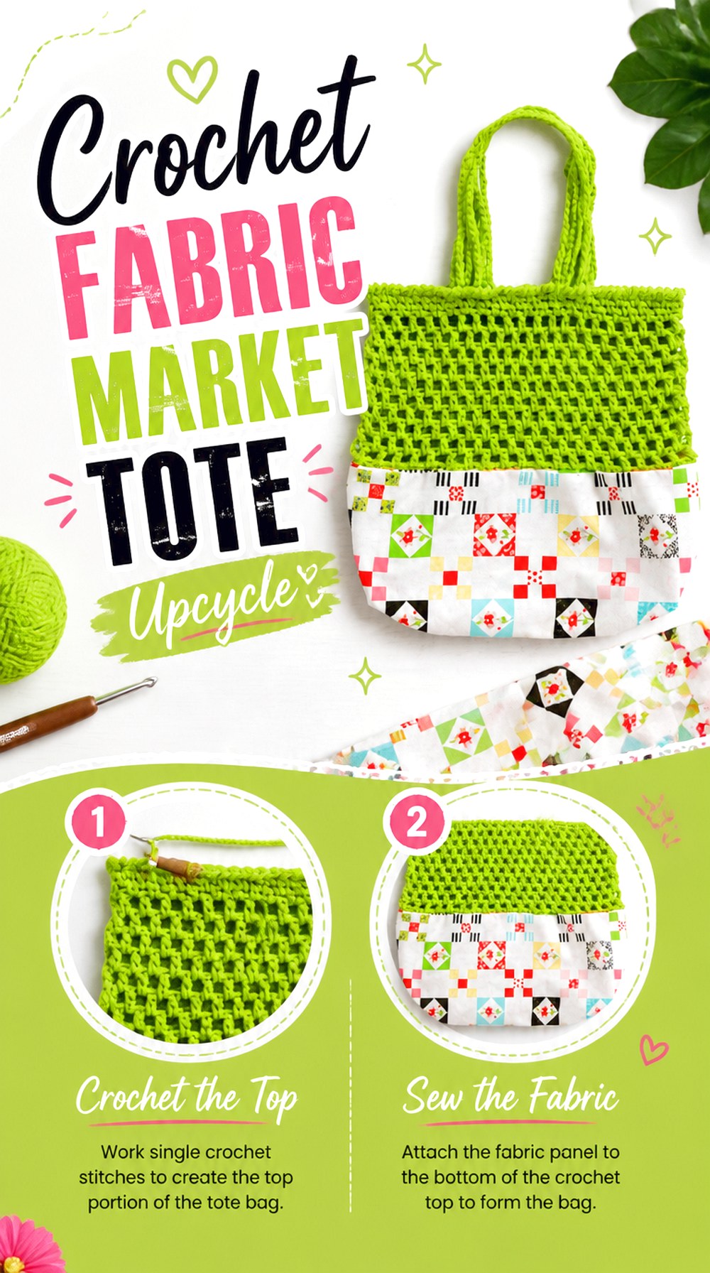 Crochet Fabric Market Tote Upcycle