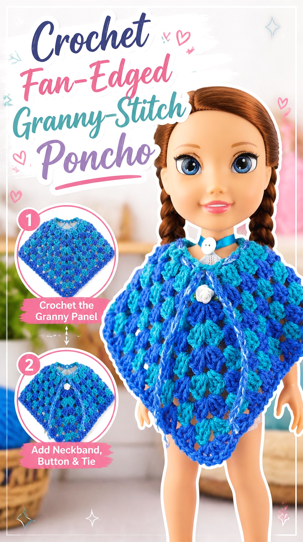 Crochet Fan Edged Granny Stitch Poncho