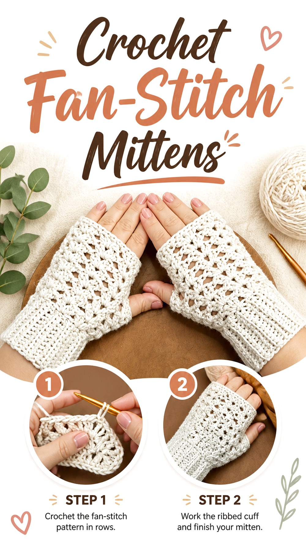 Crochet Fan Stitch Mittens