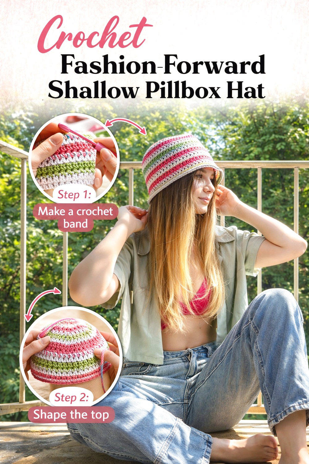 Crochet Fashion Forward Shallow Pillbox Hat