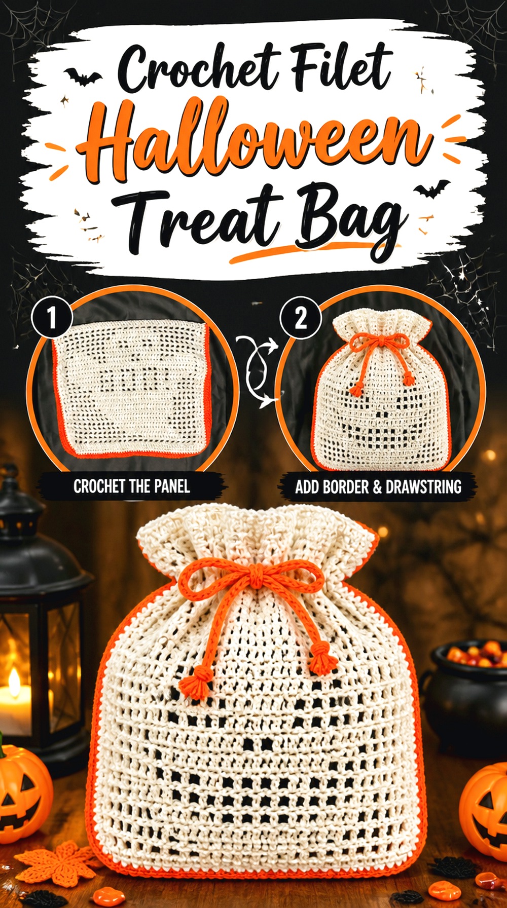 Crochet Filet Halloween Treat Bag