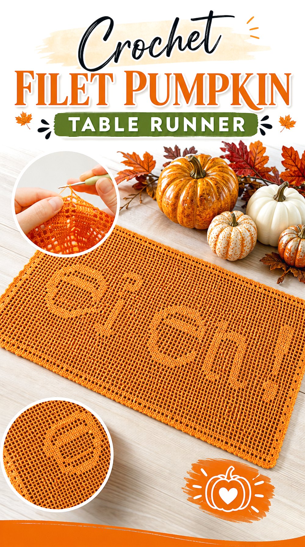 Crochet Filet Pumpkin Table Runner