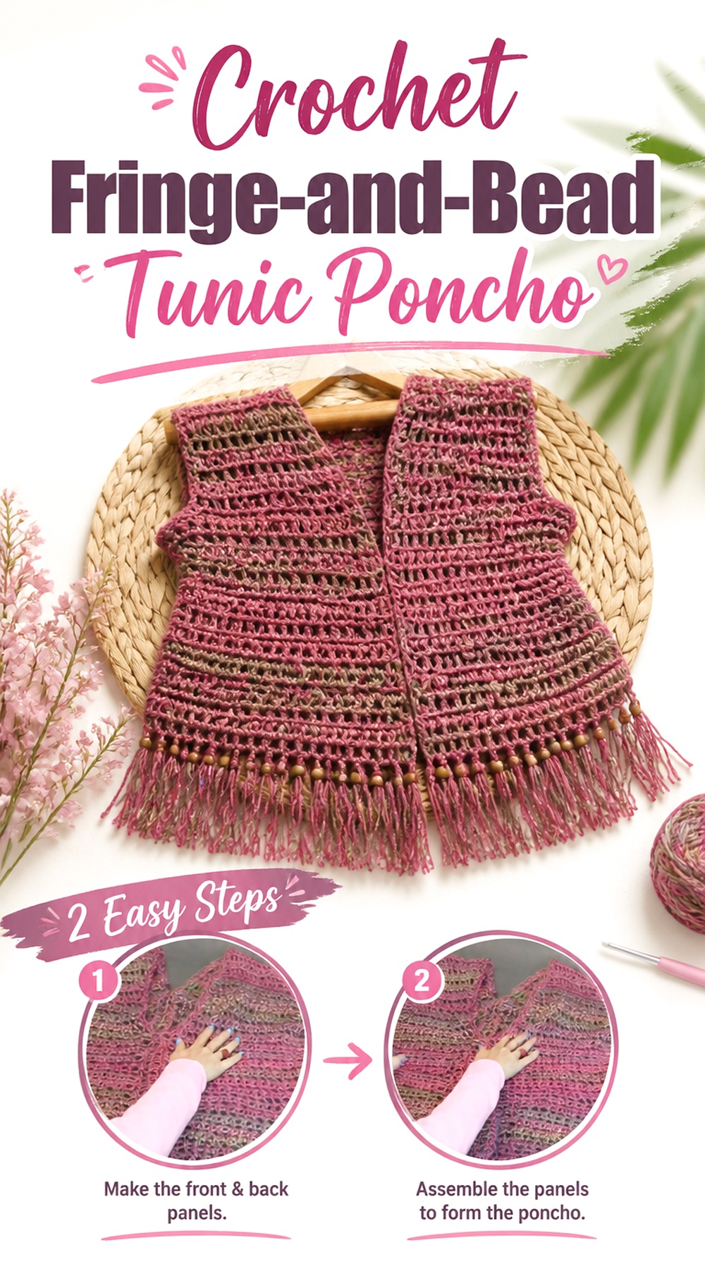 Crochet Fringe and Bead Tunic Poncho