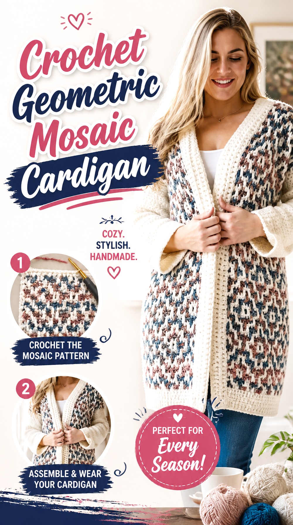 Crochet Geometric Mosaic Cardigan