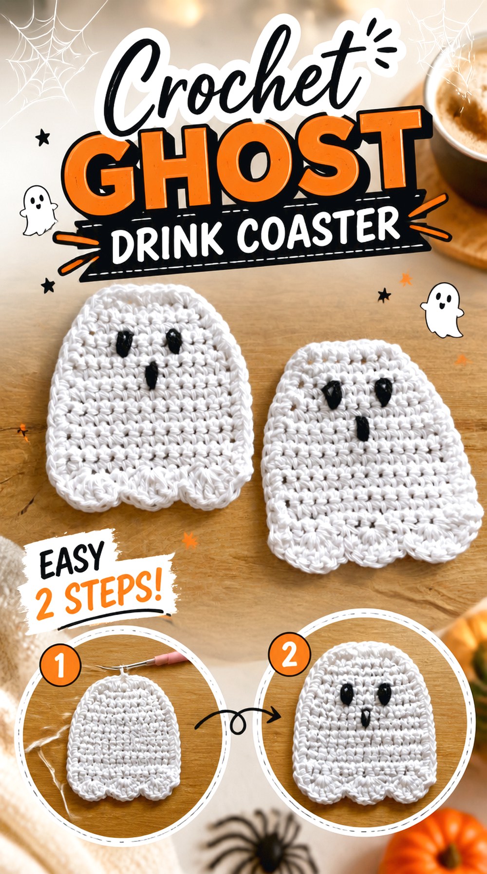 Crochet Ghost Drink Coaster