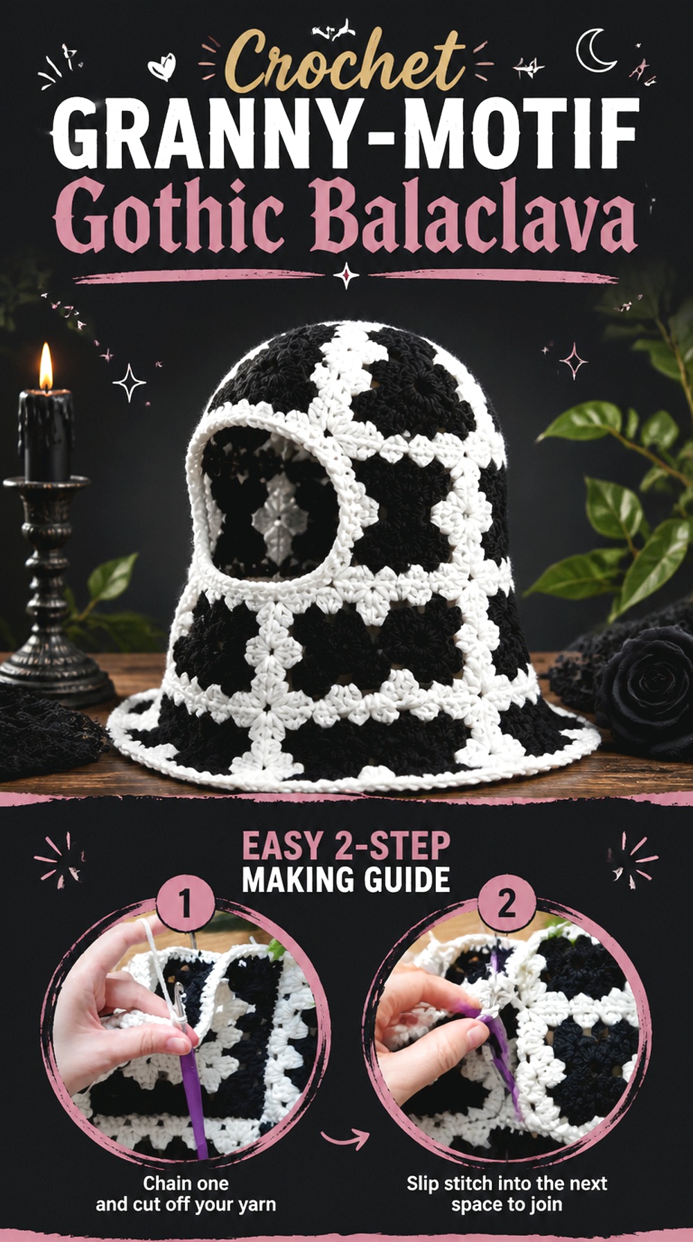 Crochet Granny Motif Gothic Balaclava