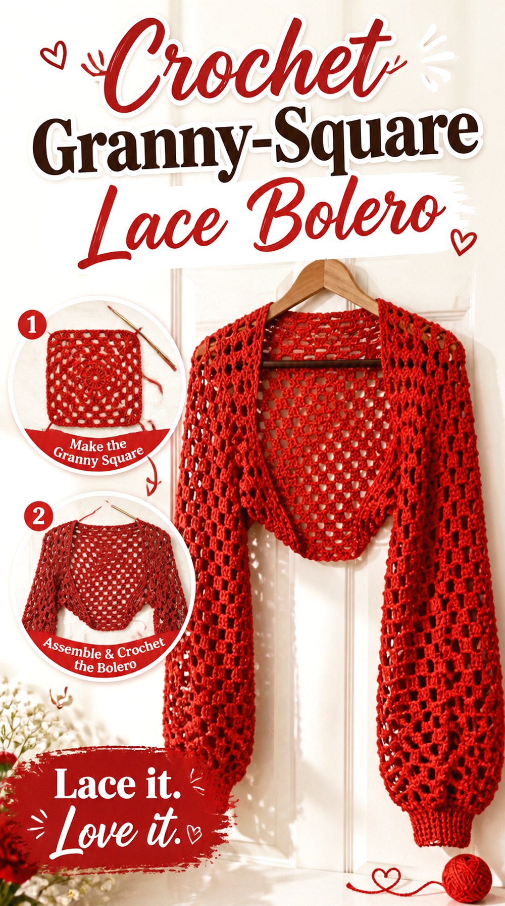 Crochet Granny Square Lace Bolero