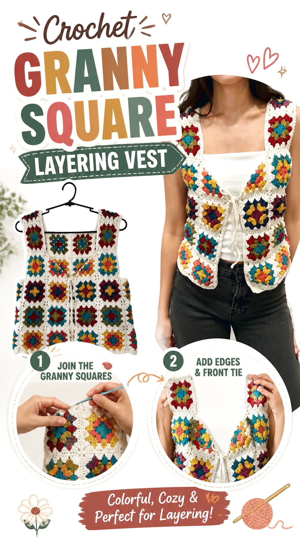 Crochet Granny Square Layering Vest
