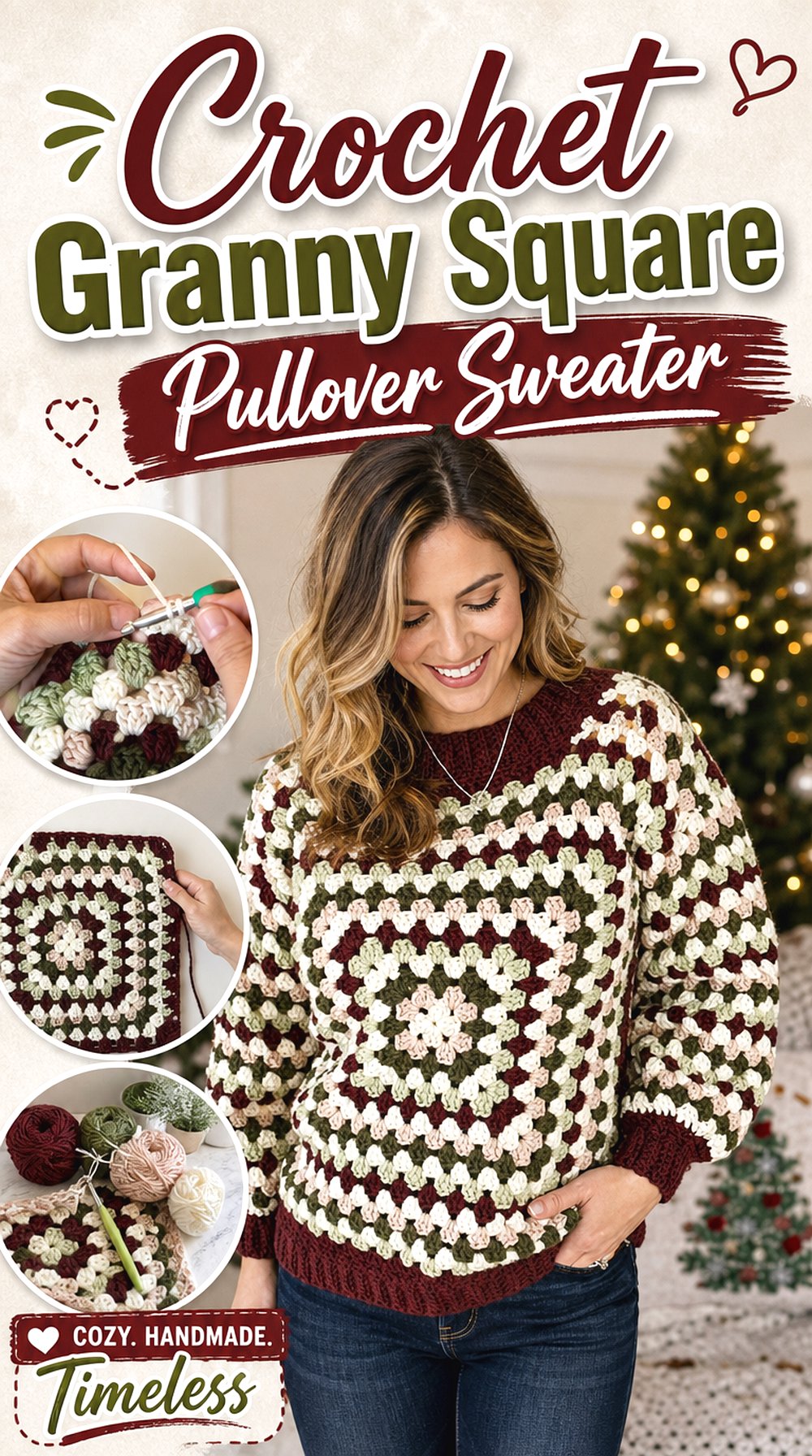 Crochet Granny Square Pullover Sweater