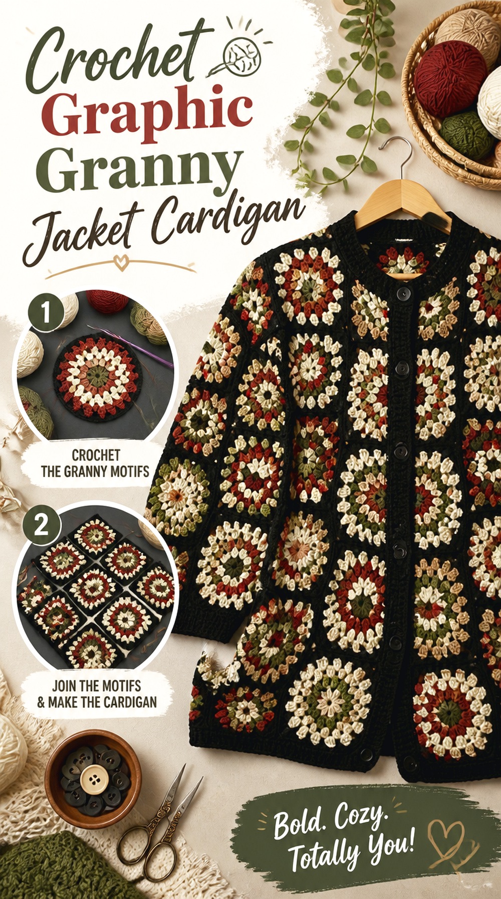 Crochet Graphic Granny Jacket Cardigan