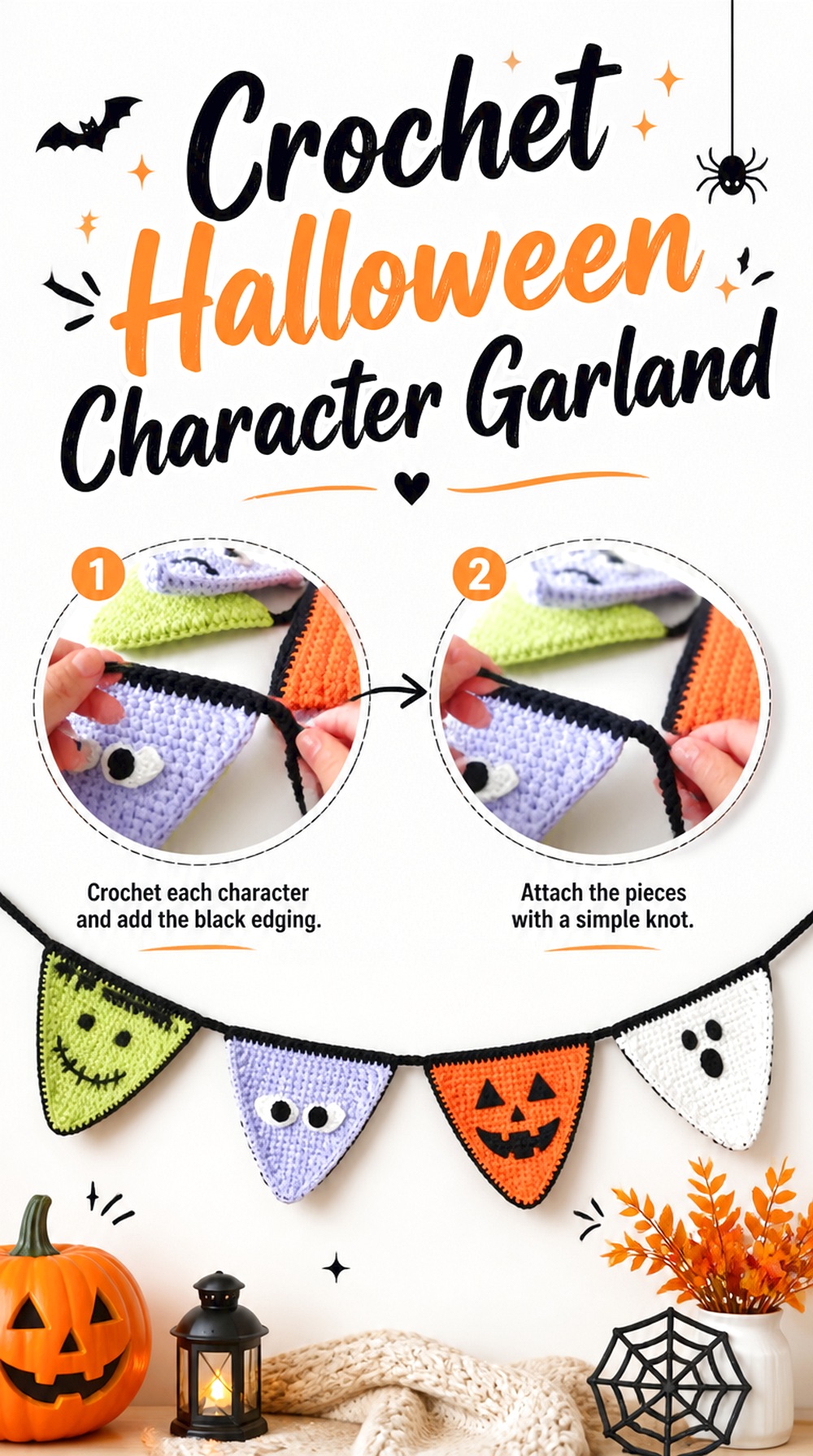 Crochet Halloween Character Garland