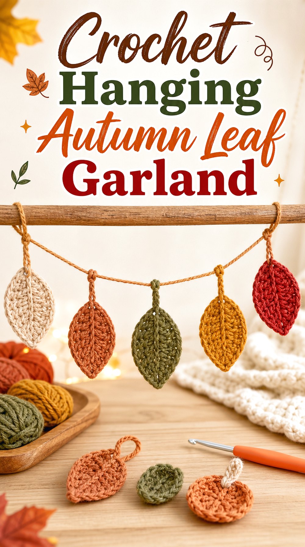 Crochet Hanging Autumn Leaf Garland