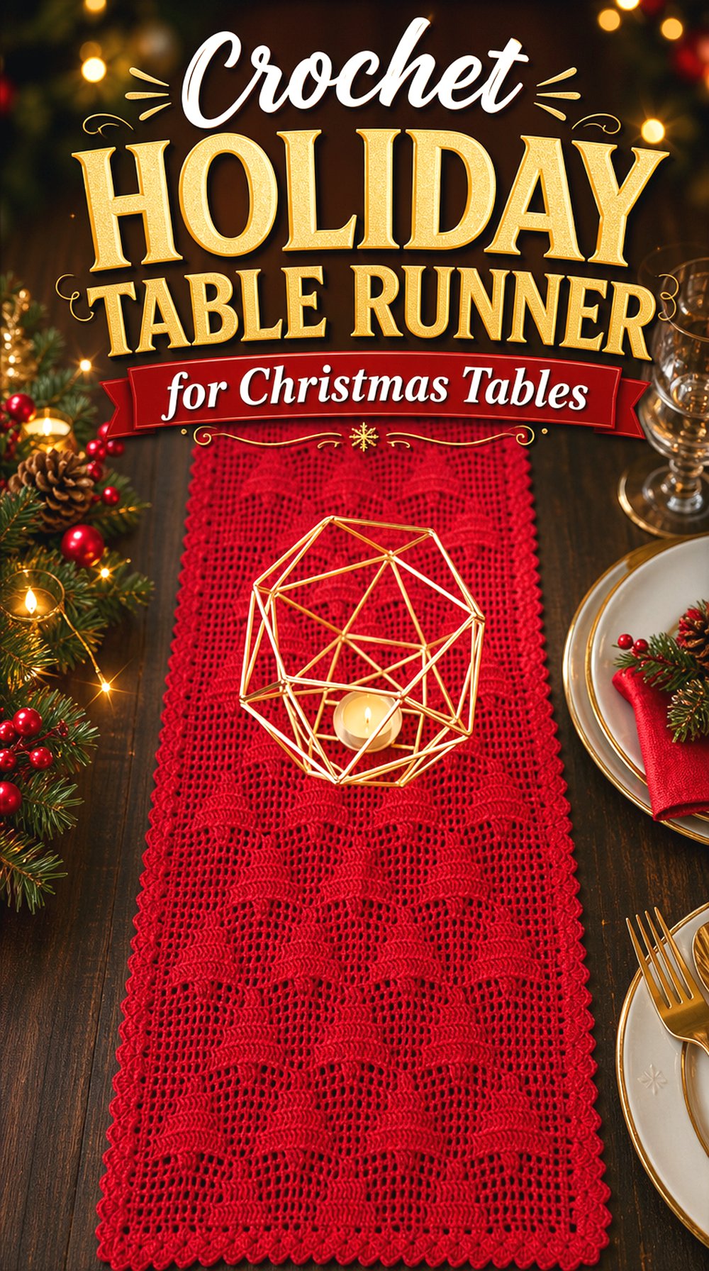 Crochet Holiday Table Runner for Christmas Tables