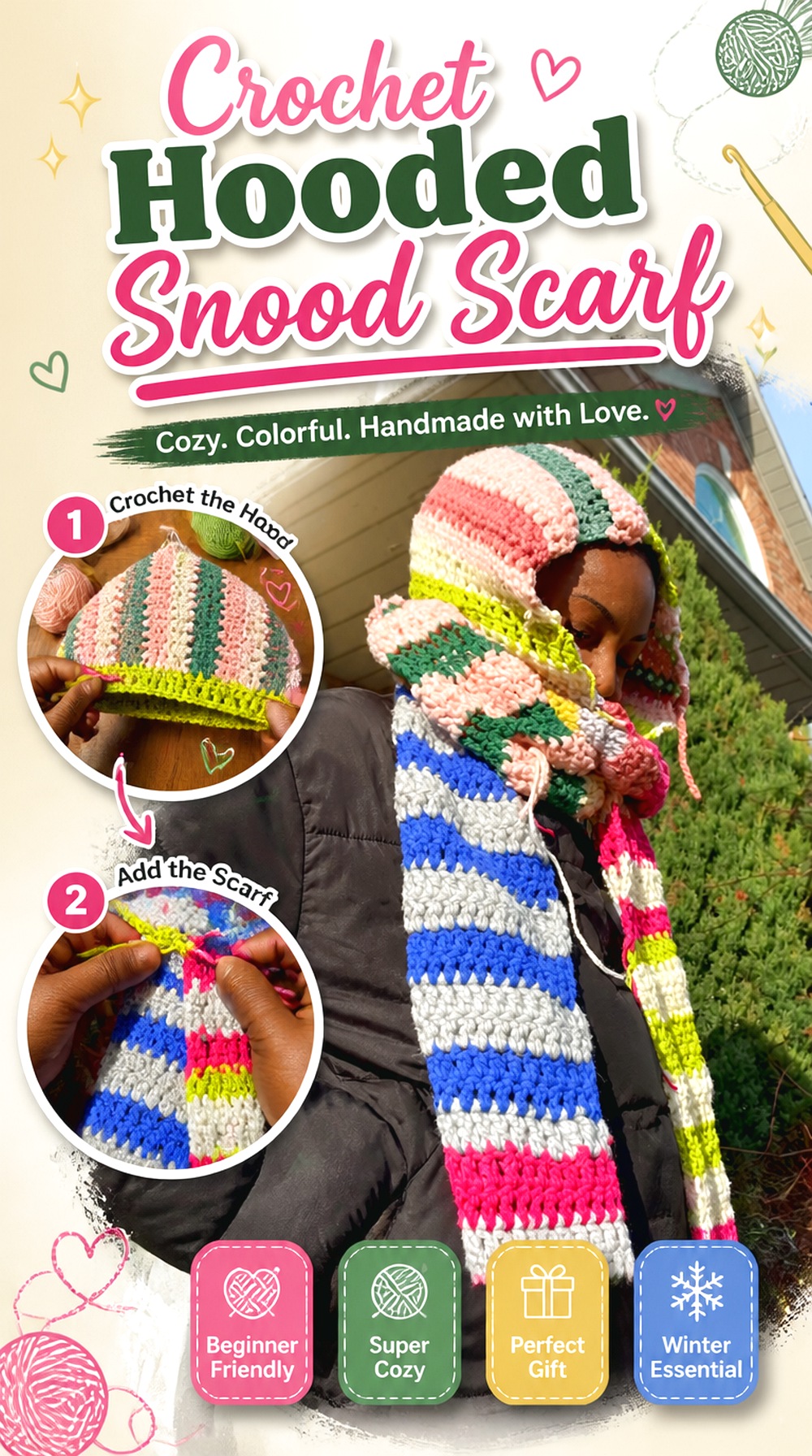 Crochet Hooded Snood Scarf