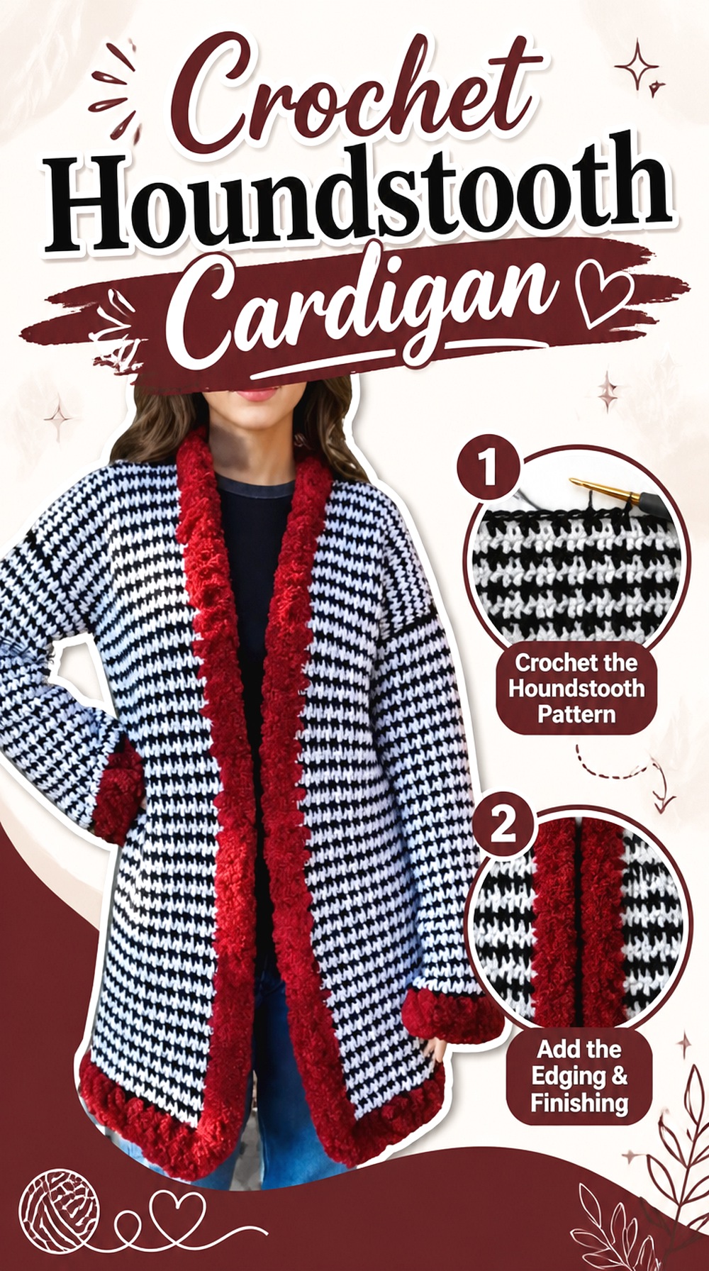 Crochet Houndstooth Cardigan