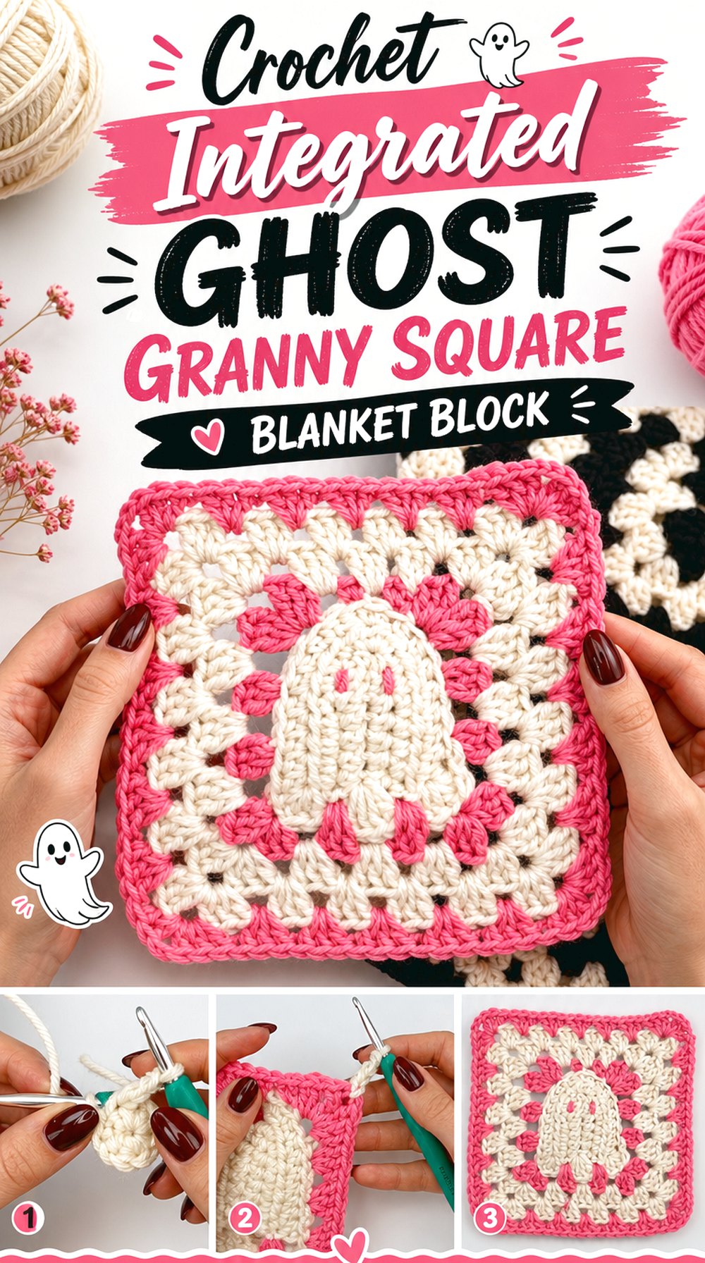 Crochet Integrated Ghost Granny Square Blanket Block