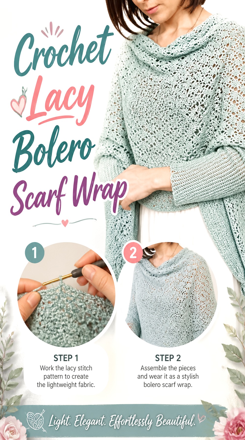 Crochet Lacy Bolero Scarf Wrap