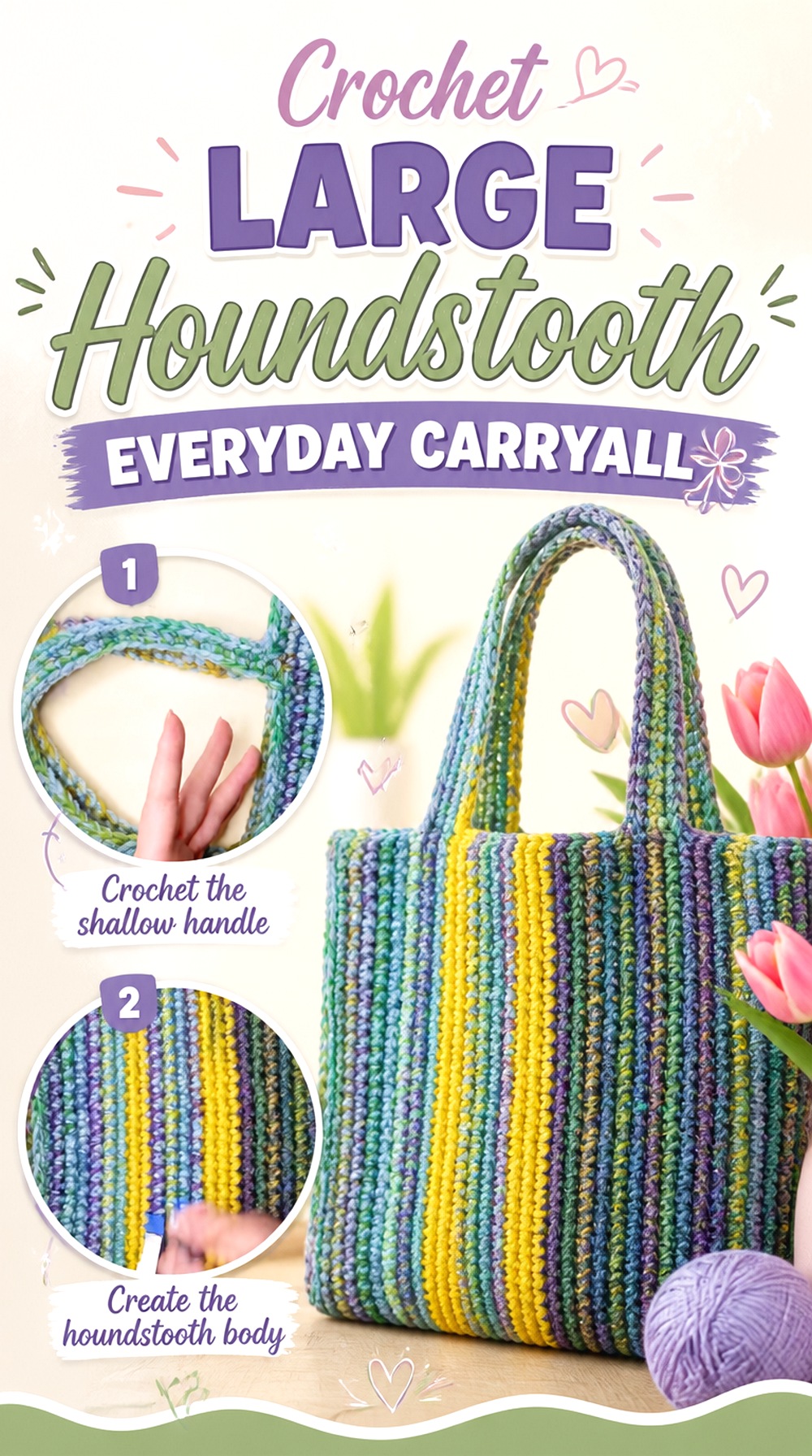 Crochet Large Houndstooth Everyday Carryall