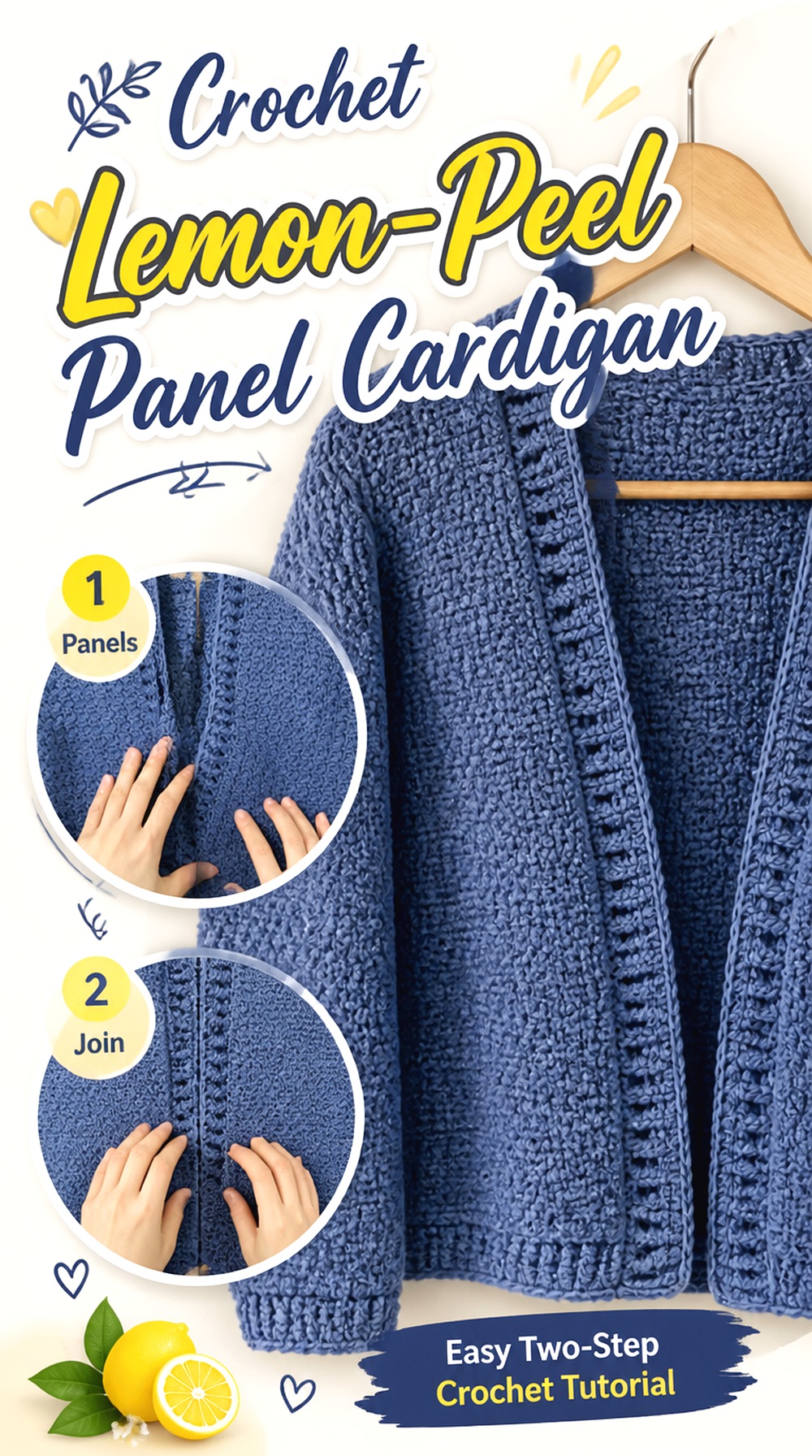 Crochet Lemon Peel Panel Cardigan