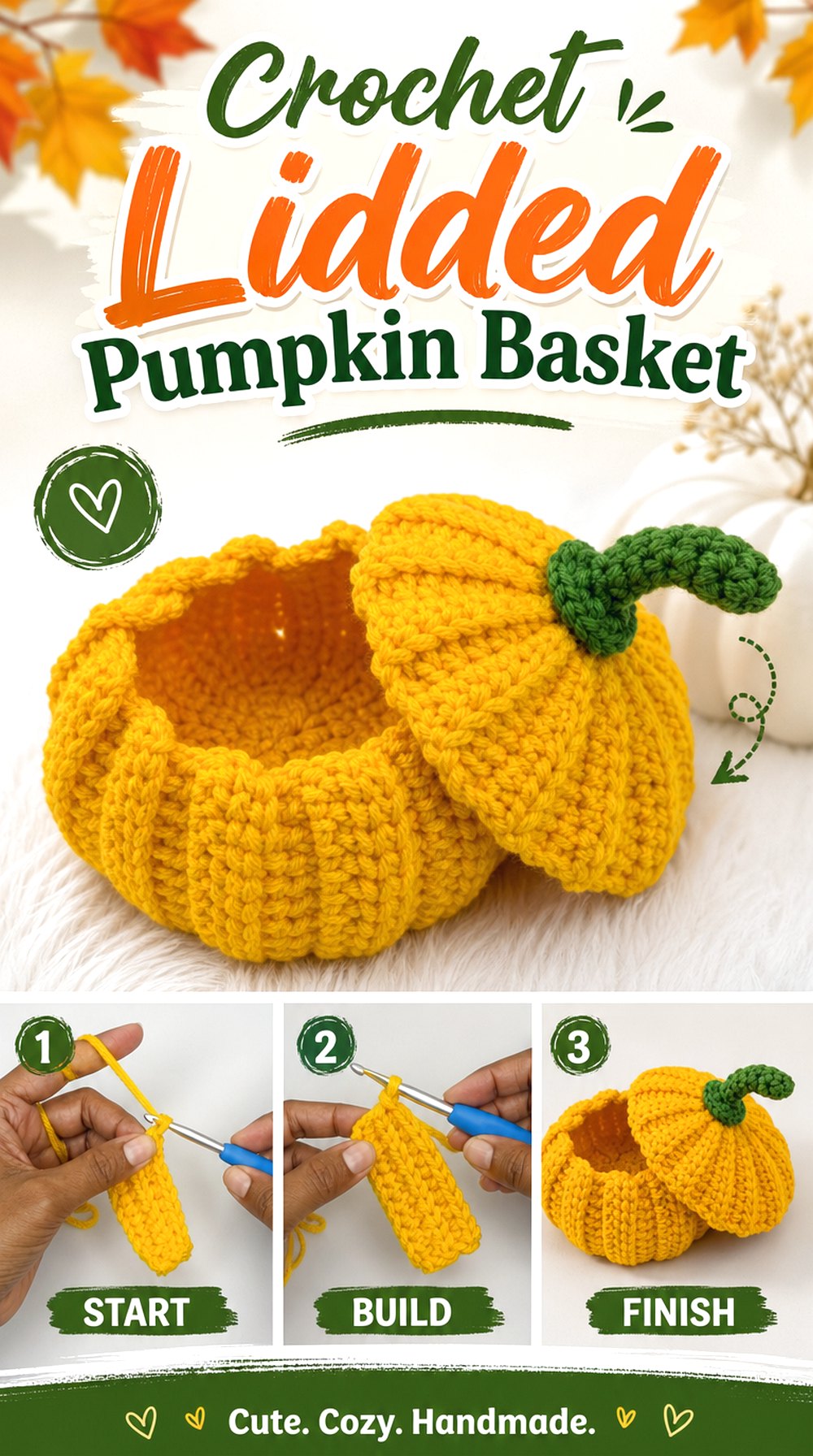 Crochet Lidded Pumpkin Basket