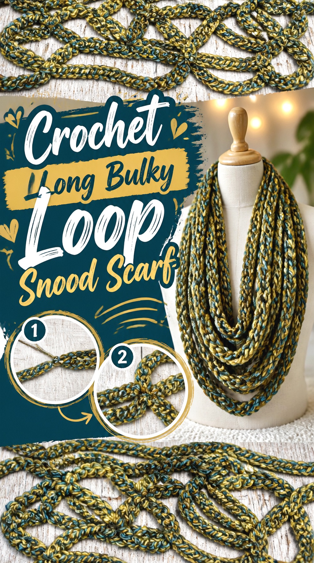Crochet Long Bulky Loop Snood Scarf