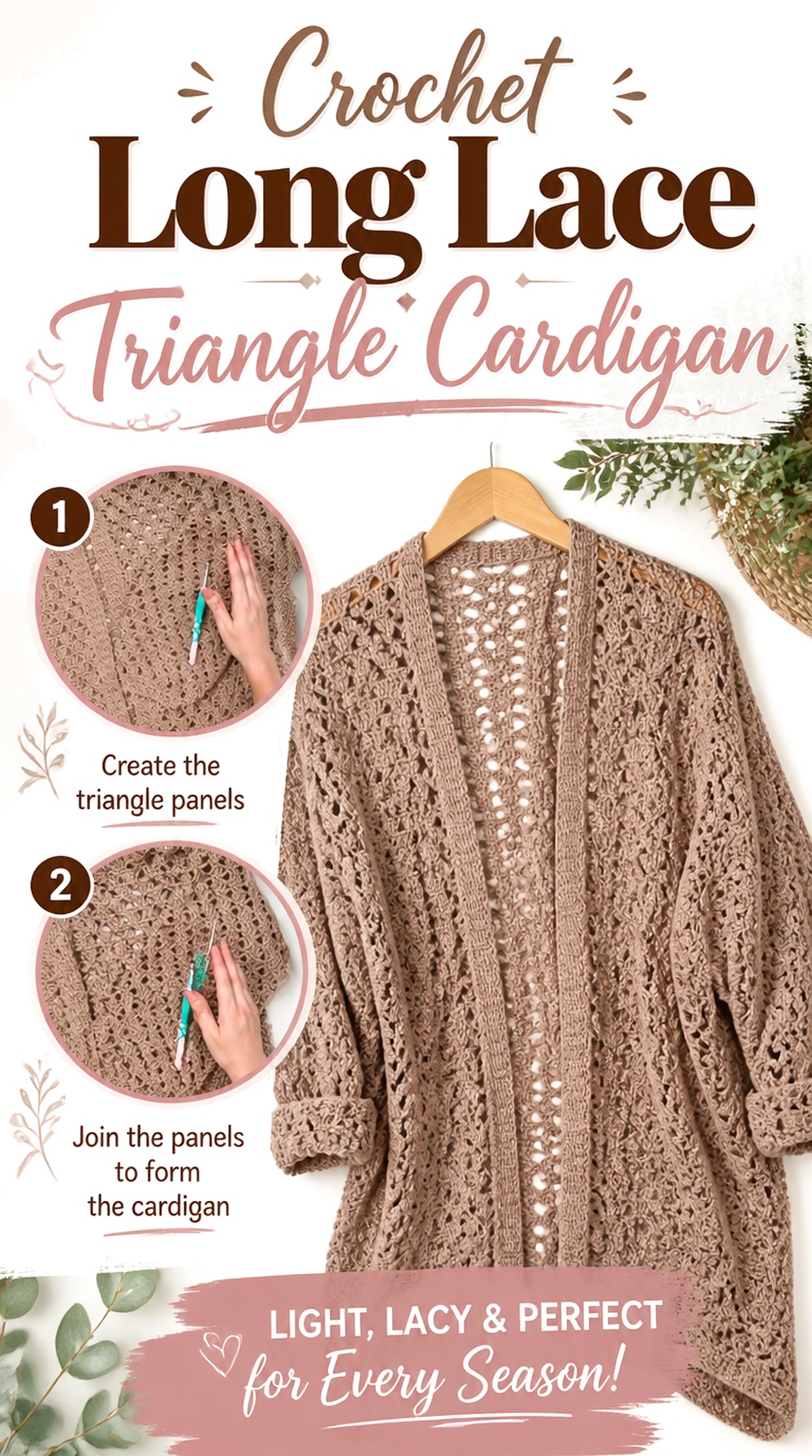 Crochet Long Lace Triangle Cardigan