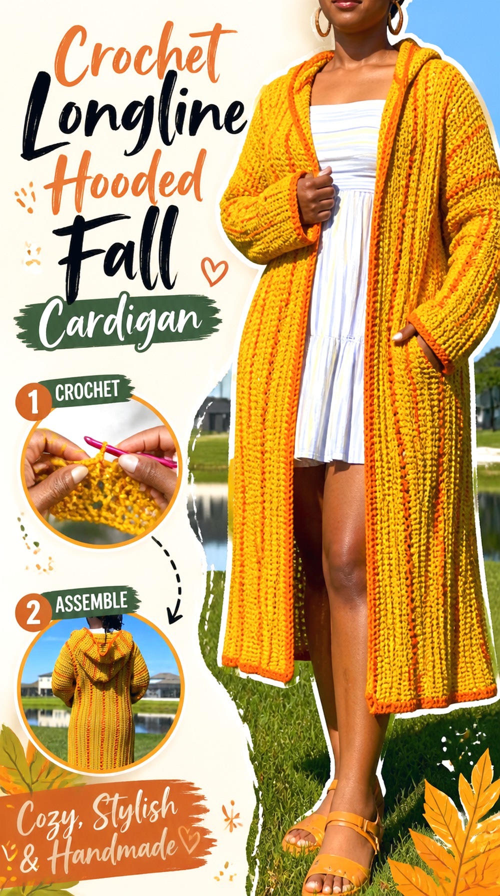 Crochet Longline Hooded Fall Cardigan