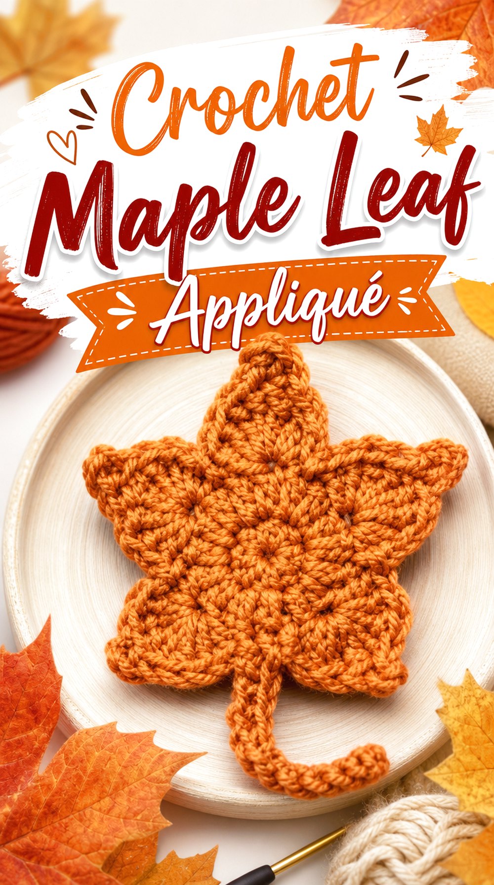 Crochet Maple Leaf Appliqué