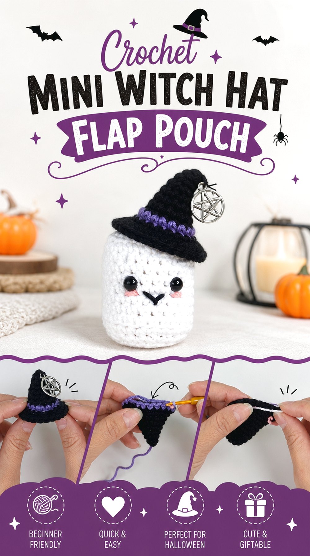 Crochet Mini Witch Hat Flap Pouch