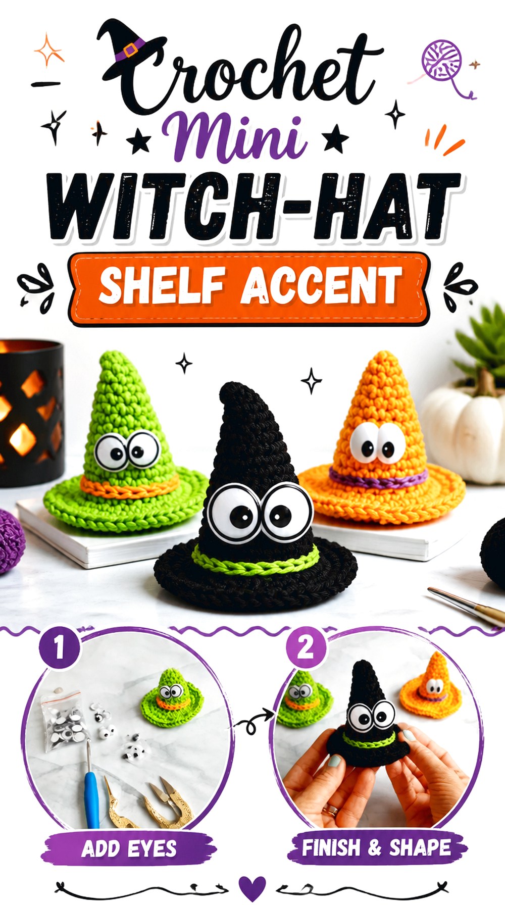 Crochet Mini Witch Hat Shelf Accent