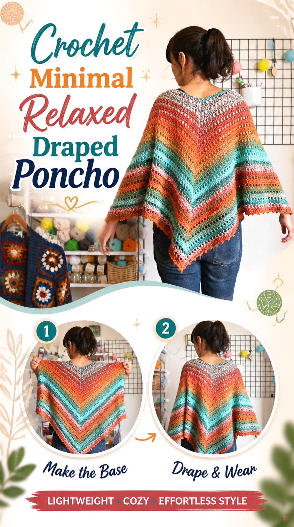 Crochet Minimal Relaxed Draped Poncho