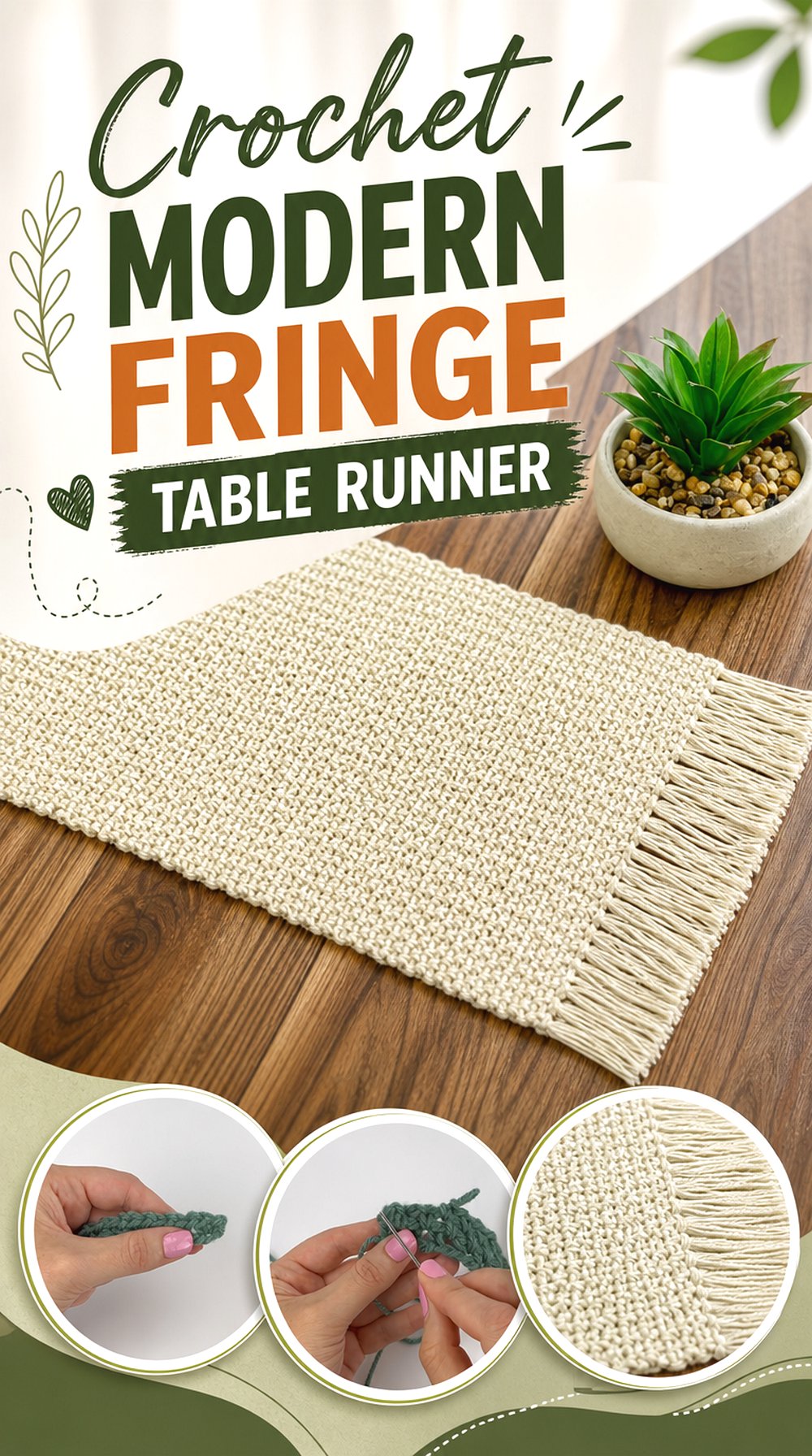 Crochet Modern Fringe Table Runner
