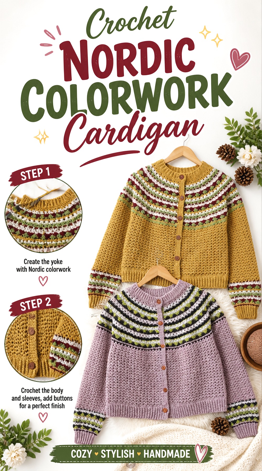 Crochet Nordic Colorwork Cardigan