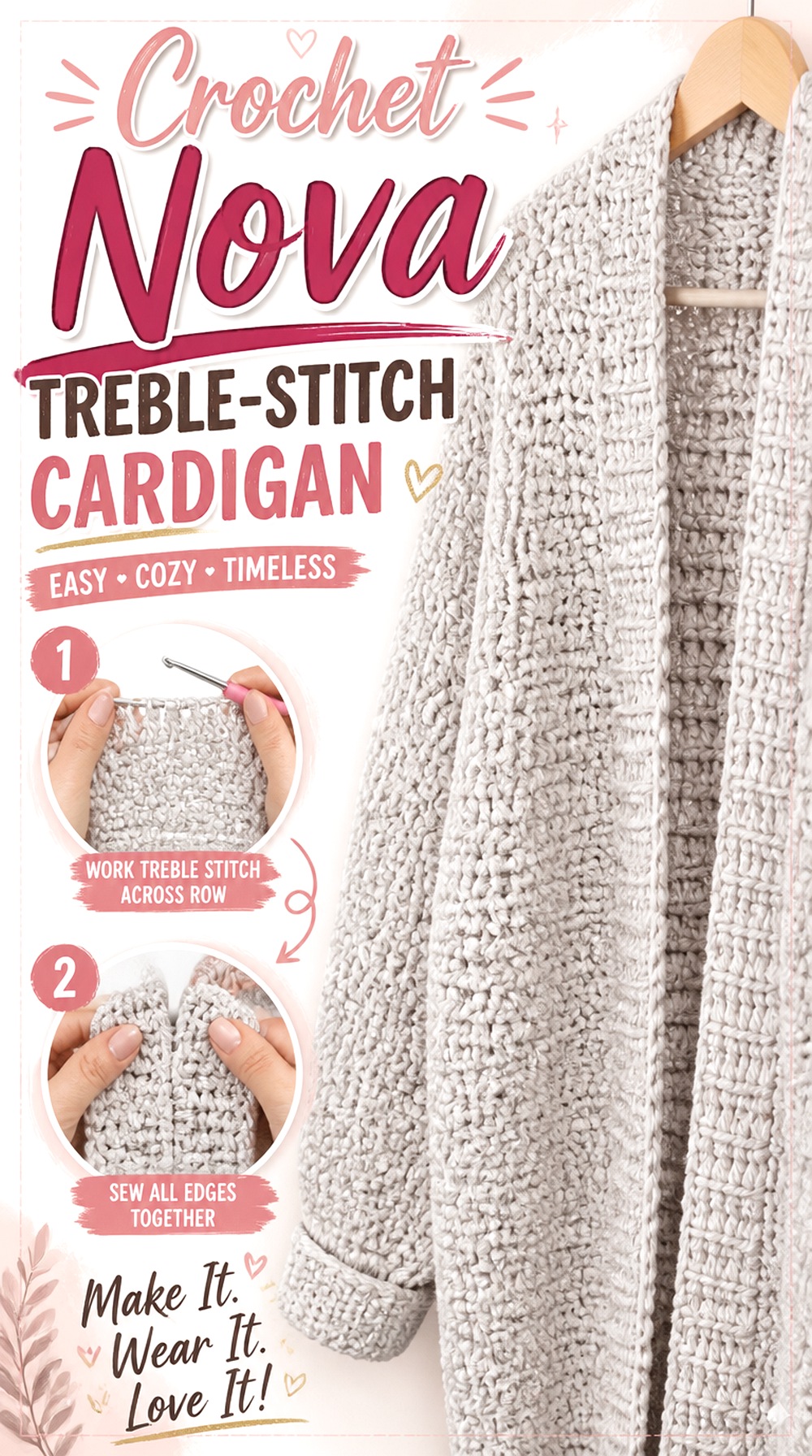 Crochet Nova Treble Stitch Cardigan