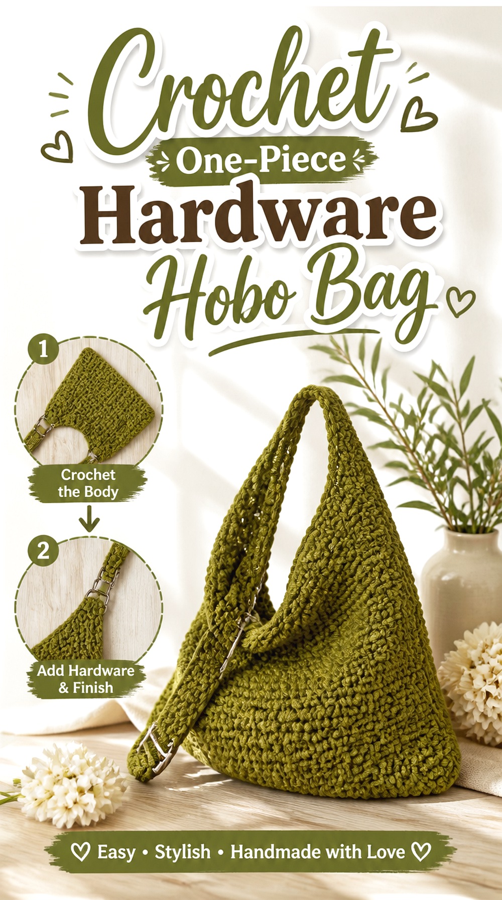 Crochet One Piece Hardware Hobo Bag