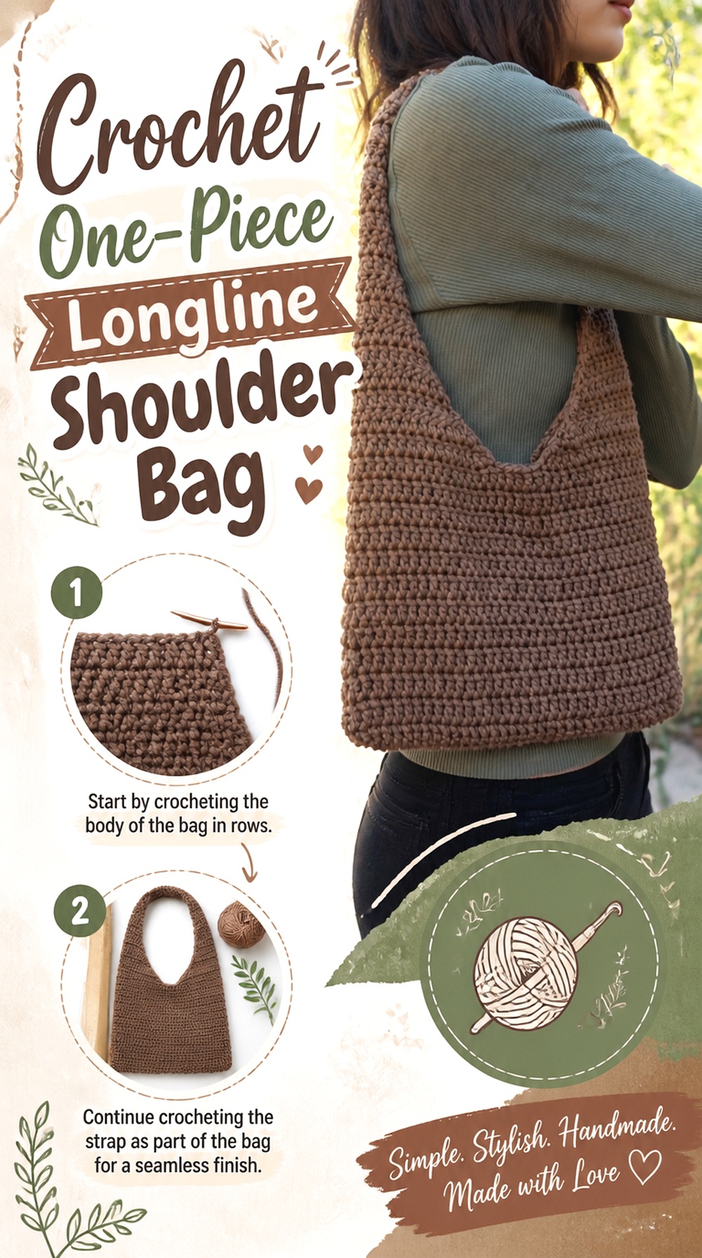 Crochet One Piece Longline Shoulder Bag