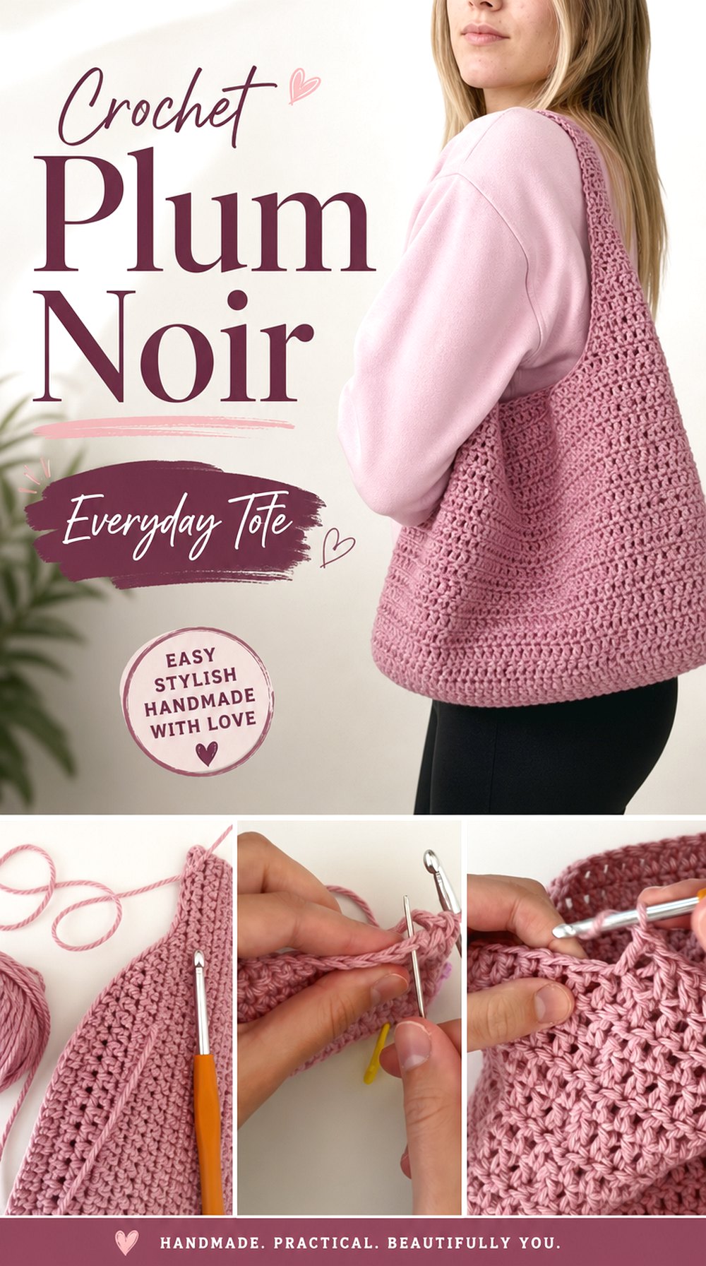 Crochet Plum Noir Everyday Tote